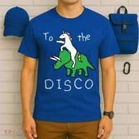 To The Disco 80s Party Unicorn Dino Disco T-Shirt thumb 6