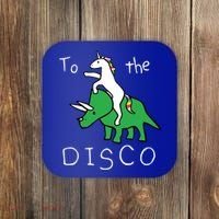 To The Disco 80s Party Unicorn Dino Disco Coaster thumb 0