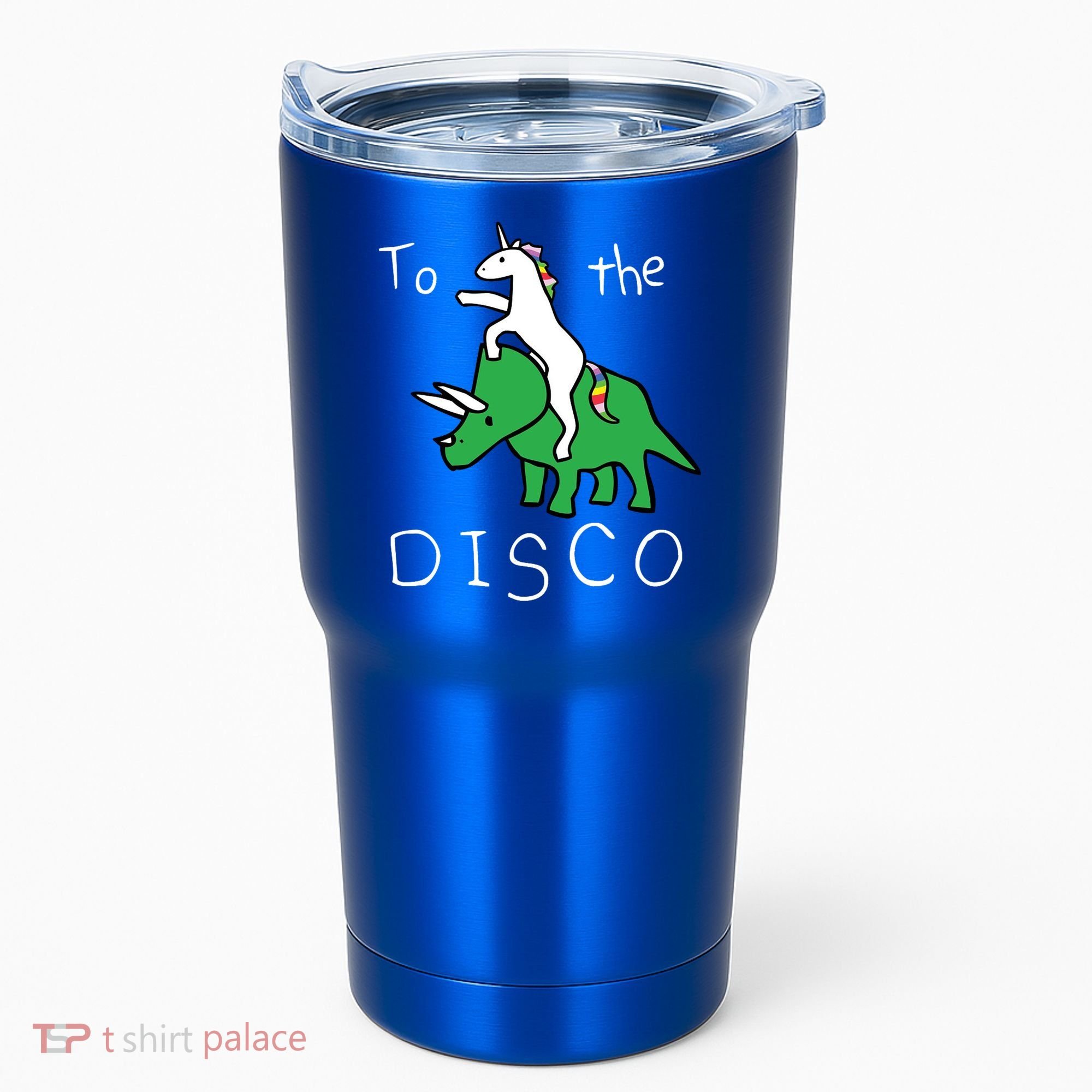To The Disco 80s Party Unicorn Dino Disco Tumbler