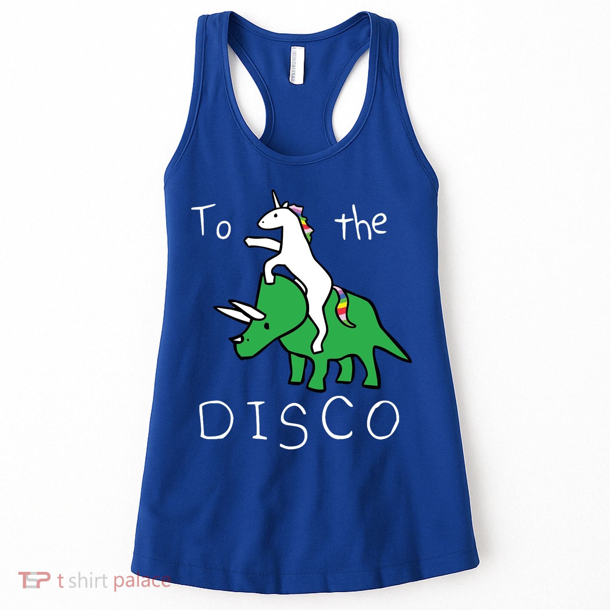 To The Disco 80s Party Unicorn Dino Disco Women's Tank Top