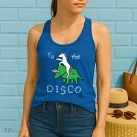 To The Disco 80s Party Unicorn Dino Disco Women's Tank Top thumb 2