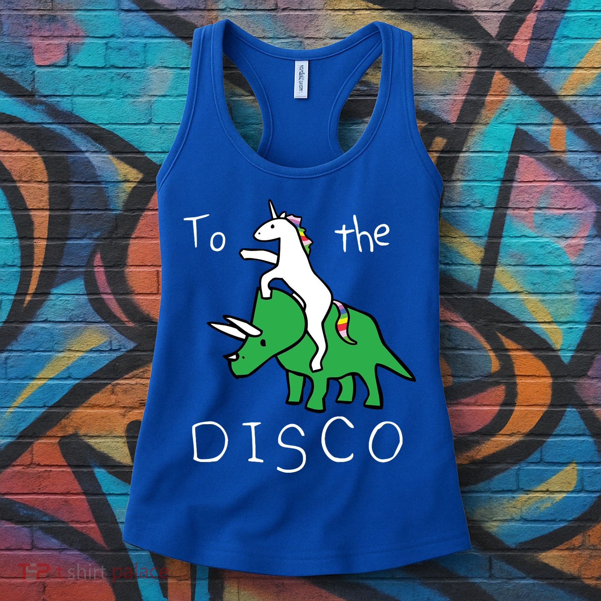 To The Disco 80s Party Unicorn Dino Disco Women's Tank Top