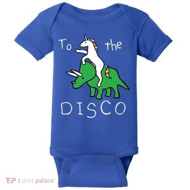 To The Disco 80s Party Unicorn Dino Disco Baby Bodysuit