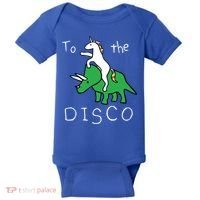 To The Disco 80s Party Unicorn Dino Disco Baby Bodysuit thumb 0
