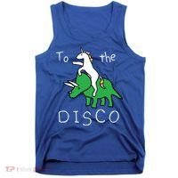 To The Disco 80s Party Unicorn Dino Disco Tank Top thumb 0