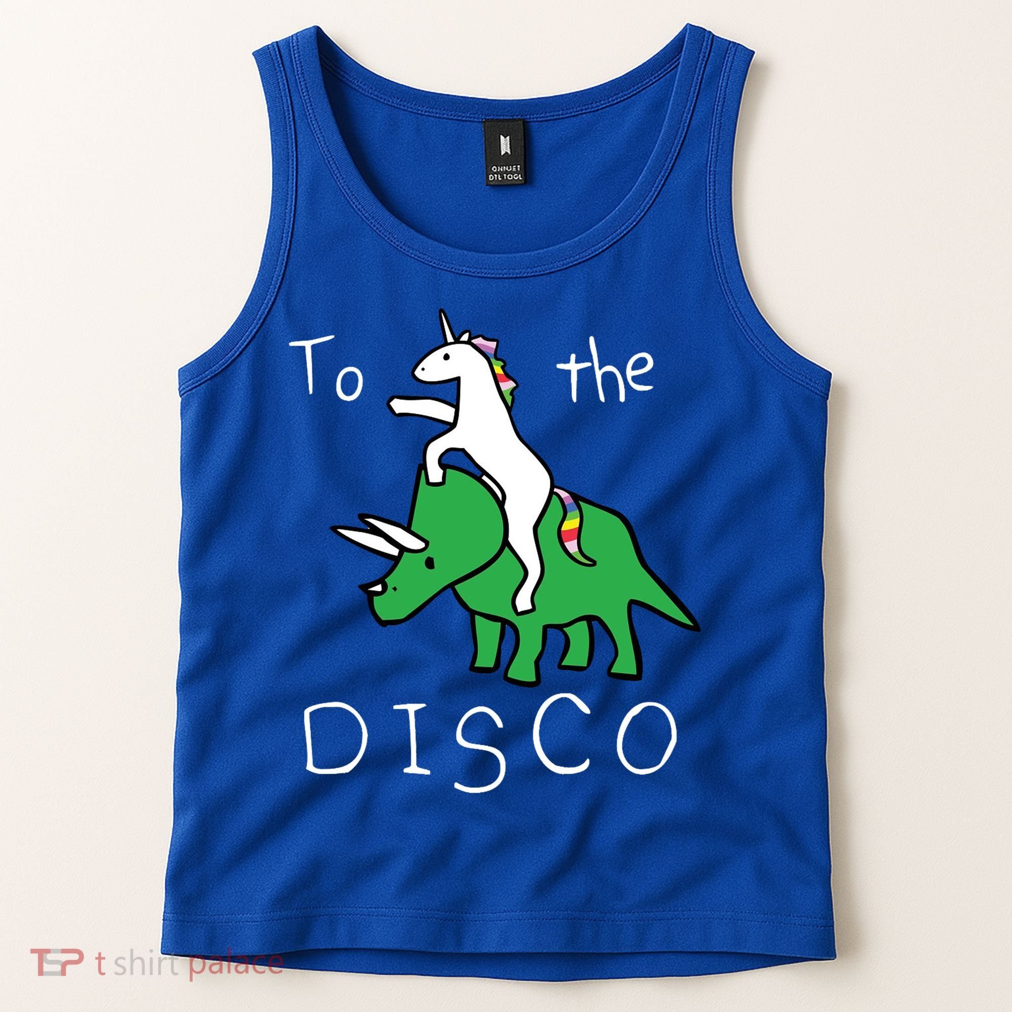 To The Disco 80s Party Unicorn Dino Disco Tank Top