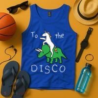 To The Disco 80s Party Unicorn Dino Disco Tank Top thumb 4