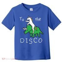 To The Disco 80s Party Unicorn Dino Disco Toddler T-Shirt thumb 0