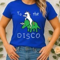 To The Disco 80s Party Unicorn Dino Disco Women's T-Shirt thumb 2
