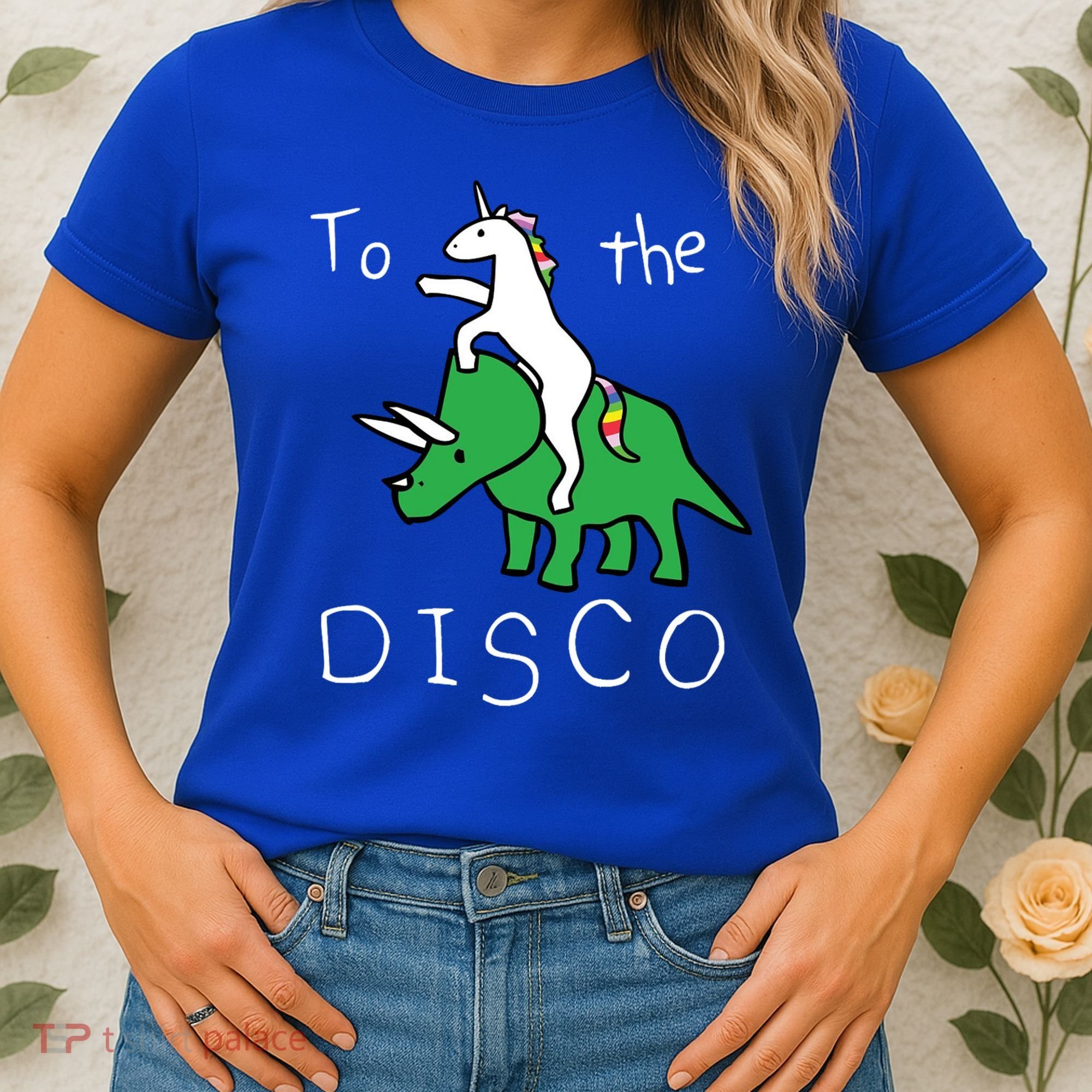 To The Disco 80s Party Unicorn Dino Disco Women's T-Shirt