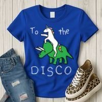 To The Disco 80s Party Unicorn Dino Disco Women's T-Shirt thumb 3
