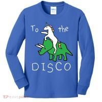 To The Disco 80s Party Unicorn Dino Disco Kids Long Sleeve Shirt thumb 0
