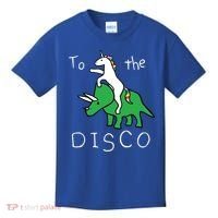 To The Disco 80s Party Unicorn Dino Disco Kids T-Shirt thumb 0