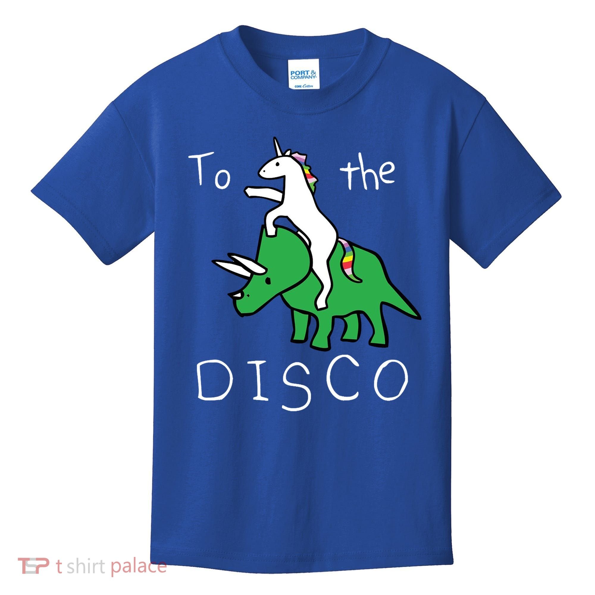 To The Disco 80s Party Unicorn Dino Disco Kids T-Shirt