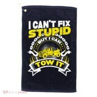 Tow Truck Driver Wrecker I CanT Fix Stupid But I Can Tow It Golf Towel thumb 0
