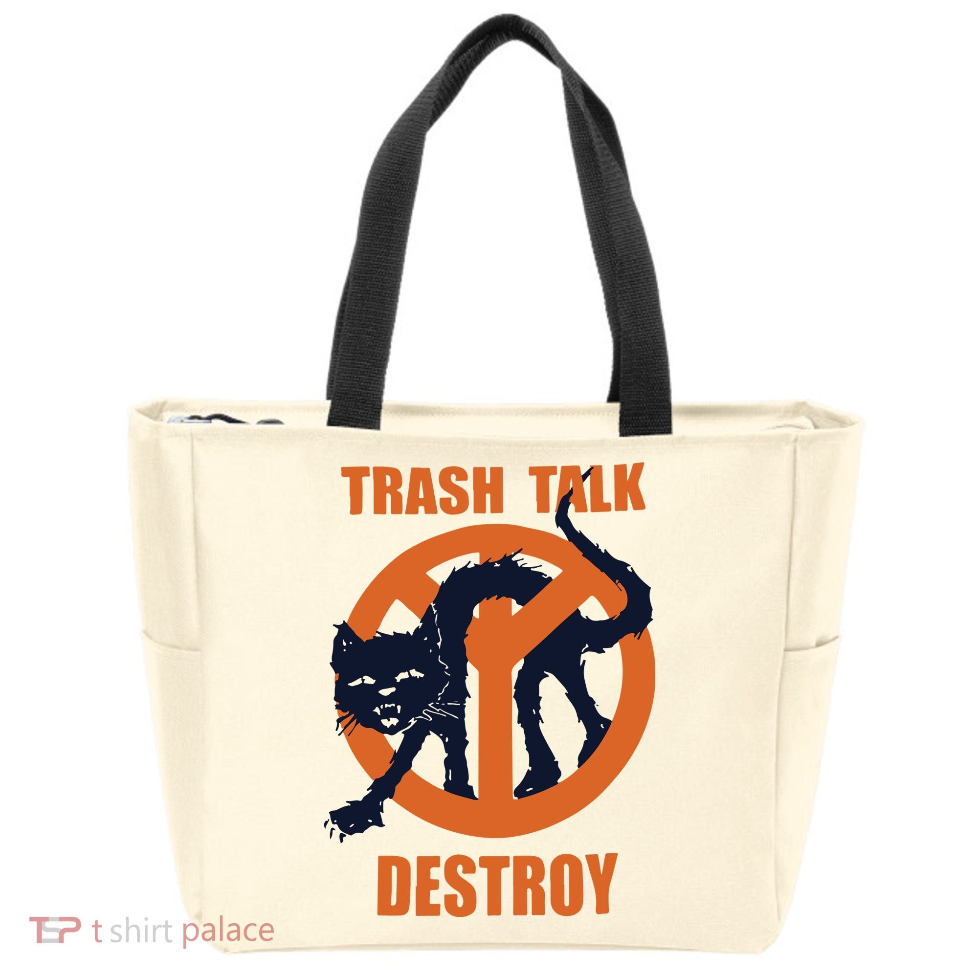 Trash Talk Destroy Black Cat Tote Bag