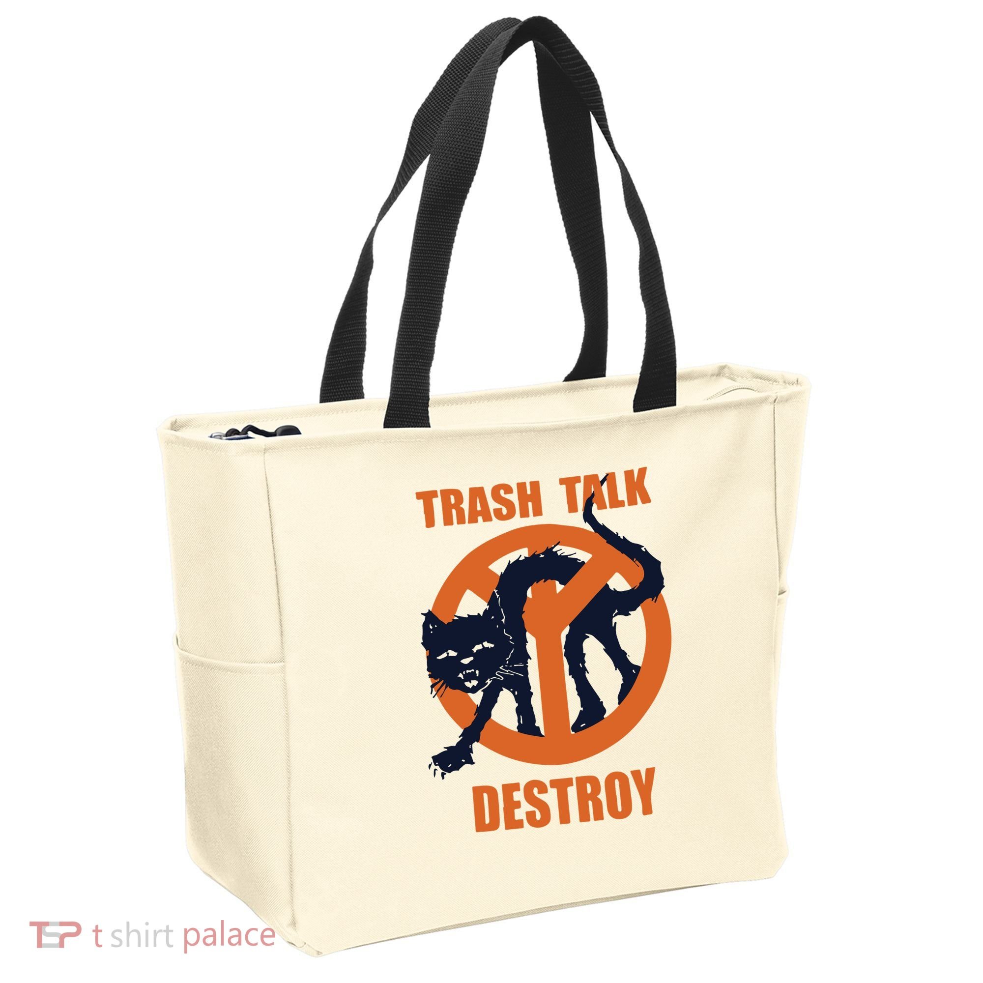 Trash Talk Destroy Black Cat Tote Bag