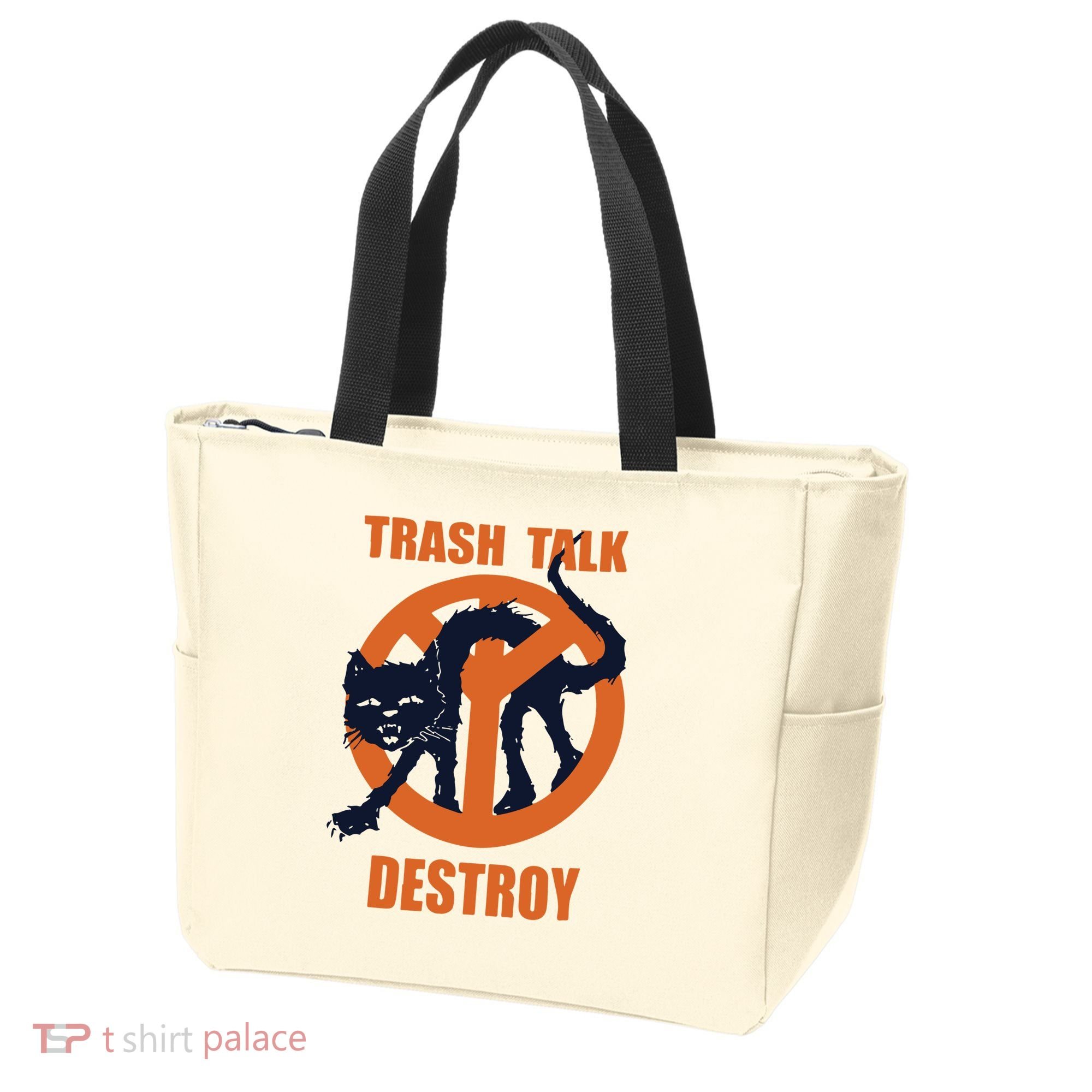 Trash Talk Destroy Black Cat Tote Bag