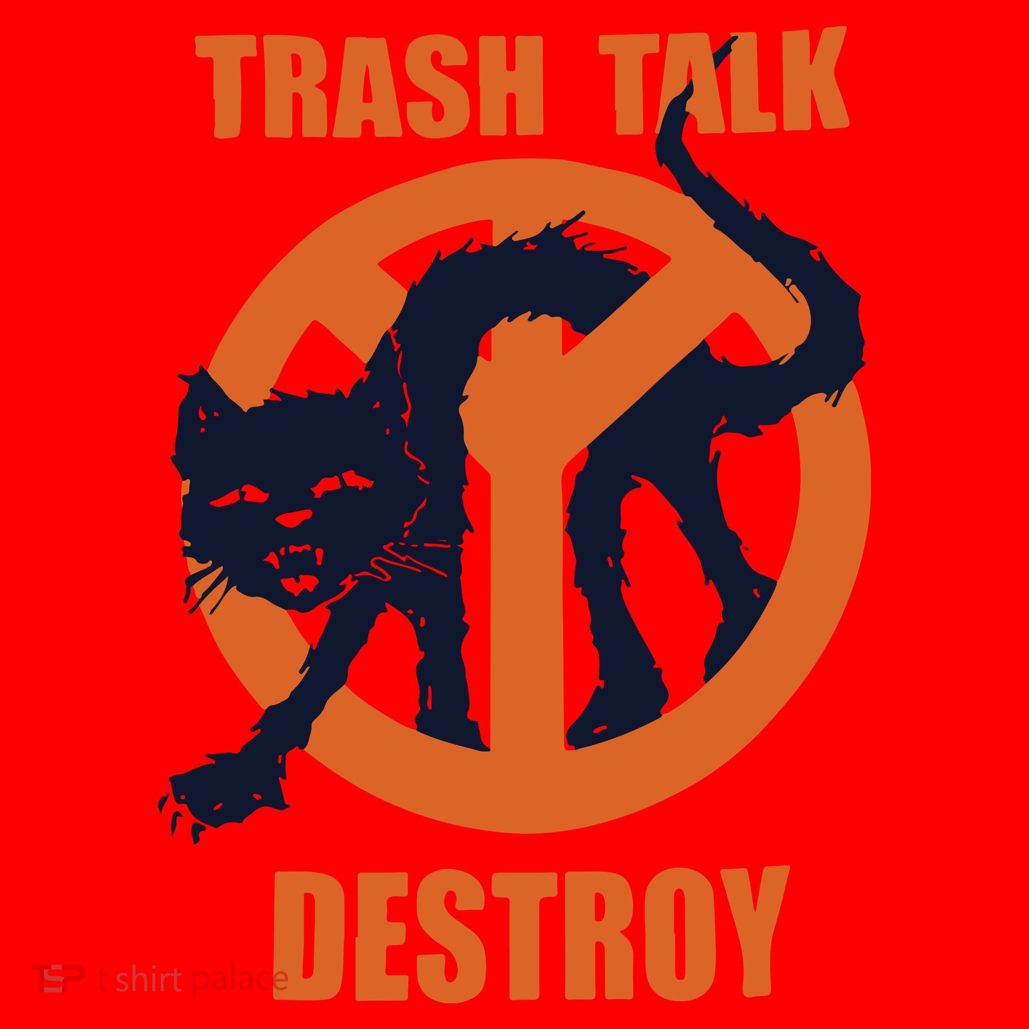 Trash Talk Destroy Black Cat Santa Hat