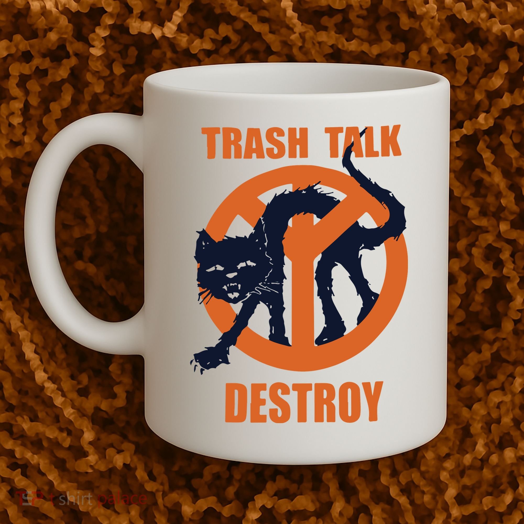 Trash Talk Destroy Black Cat Coffee Mug