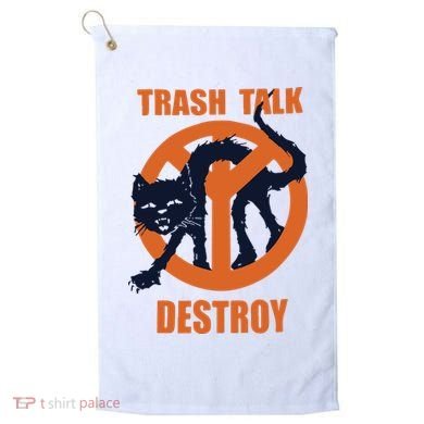 Trash Talk Destroy Black Cat Golf Towel