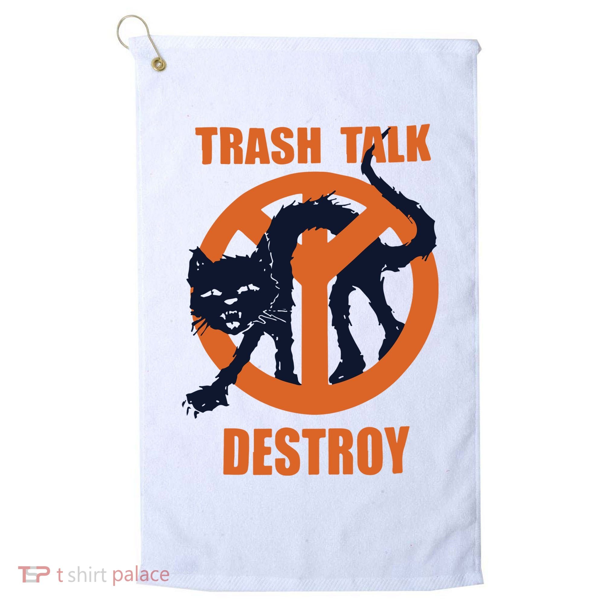 Trash Talk Destroy Black Cat Golf Towel