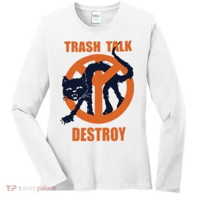 Trash Talk Destroy Black Cat Women's Long Sleeve Shirt