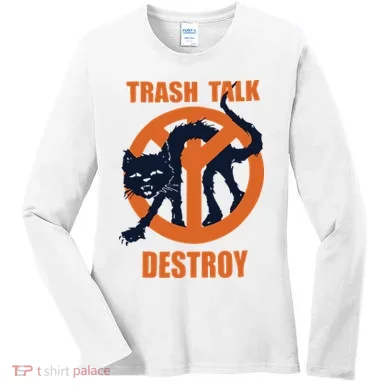 Trash Talk Destroy Black Cat Women's Long Sleeve Shirt