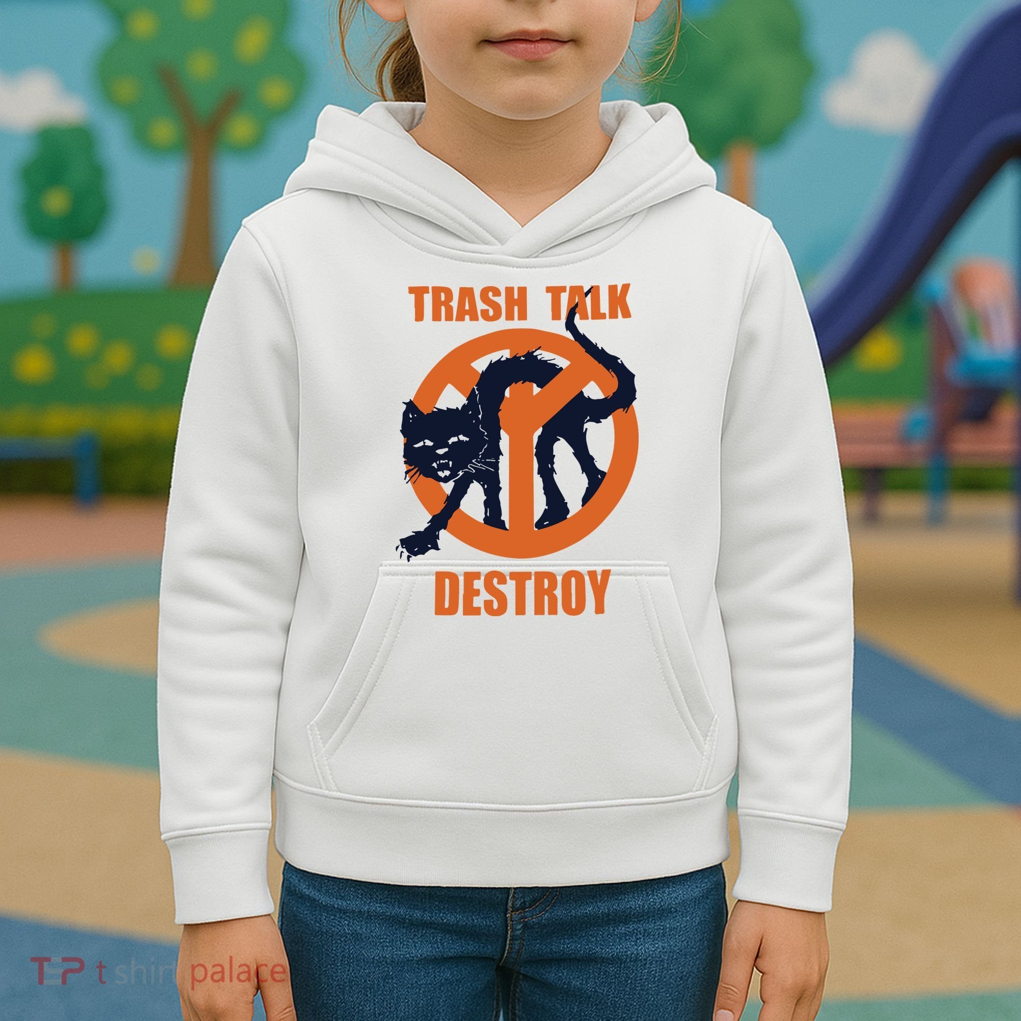 Trash Talk Destroy Black Cat Kids Hoodie