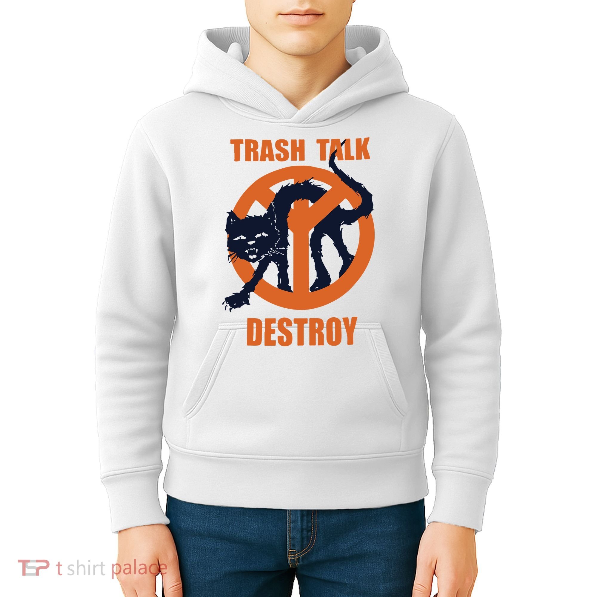 Trash Talk Destroy Black Cat Kids Hoodie