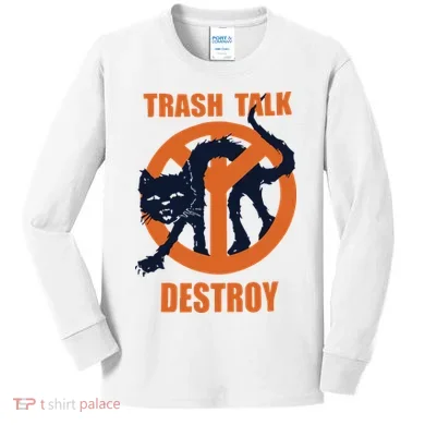 Trash Talk Destroy Black Cat Kids Long Sleeve Shirt