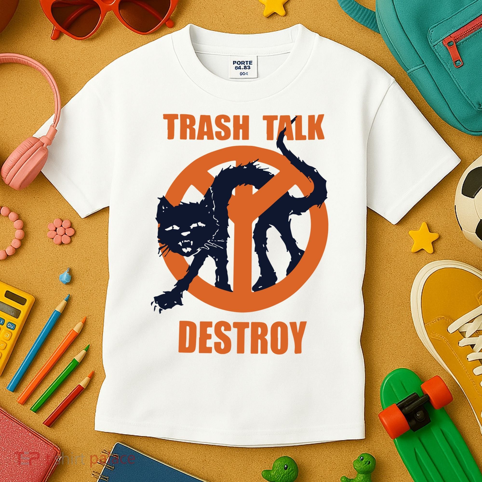 Trash Talk Destroy Black Cat Kids T-Shirt