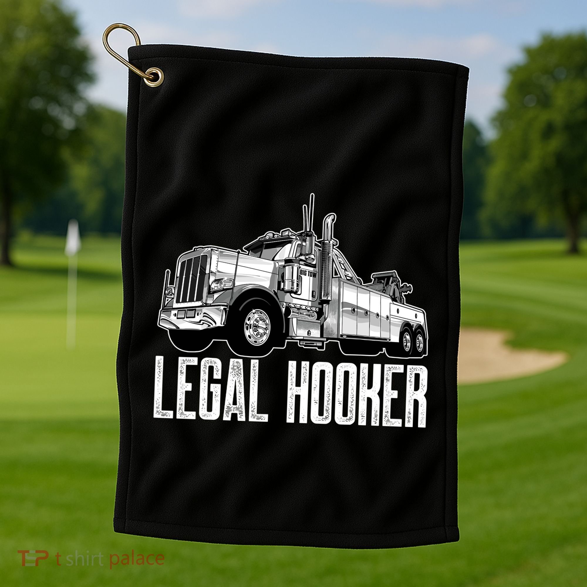 Tow Truck Driver Legal Hooker Funny Big Wrecker Golf Towel