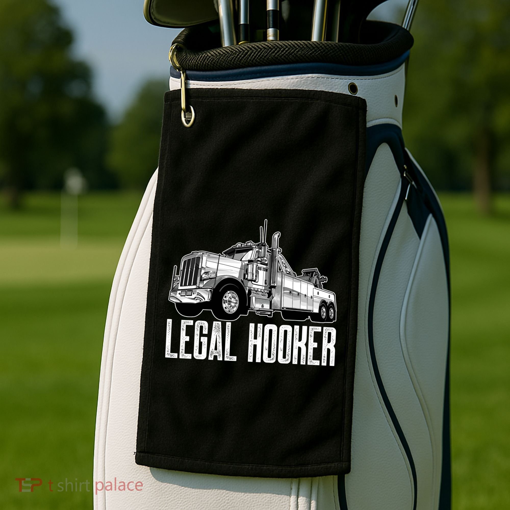 Tow Truck Driver Legal Hooker Funny Big Wrecker Golf Towel