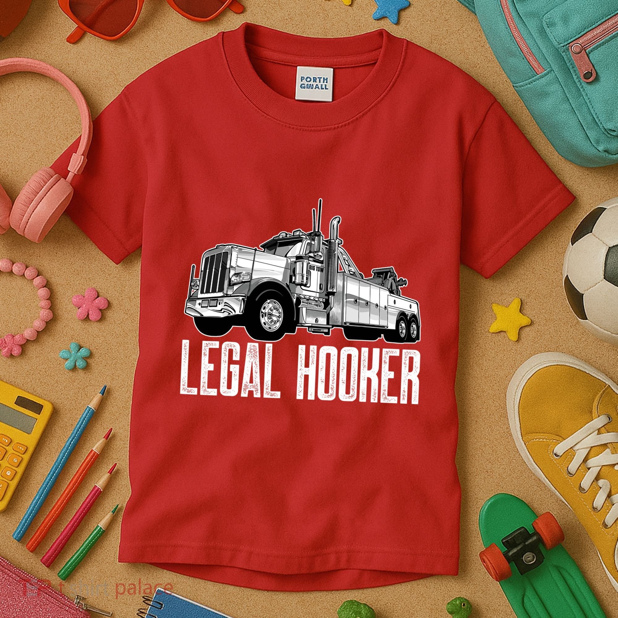 Tow Truck Driver Legal Hooker Funny Big Wrecker Kids T-Shirt