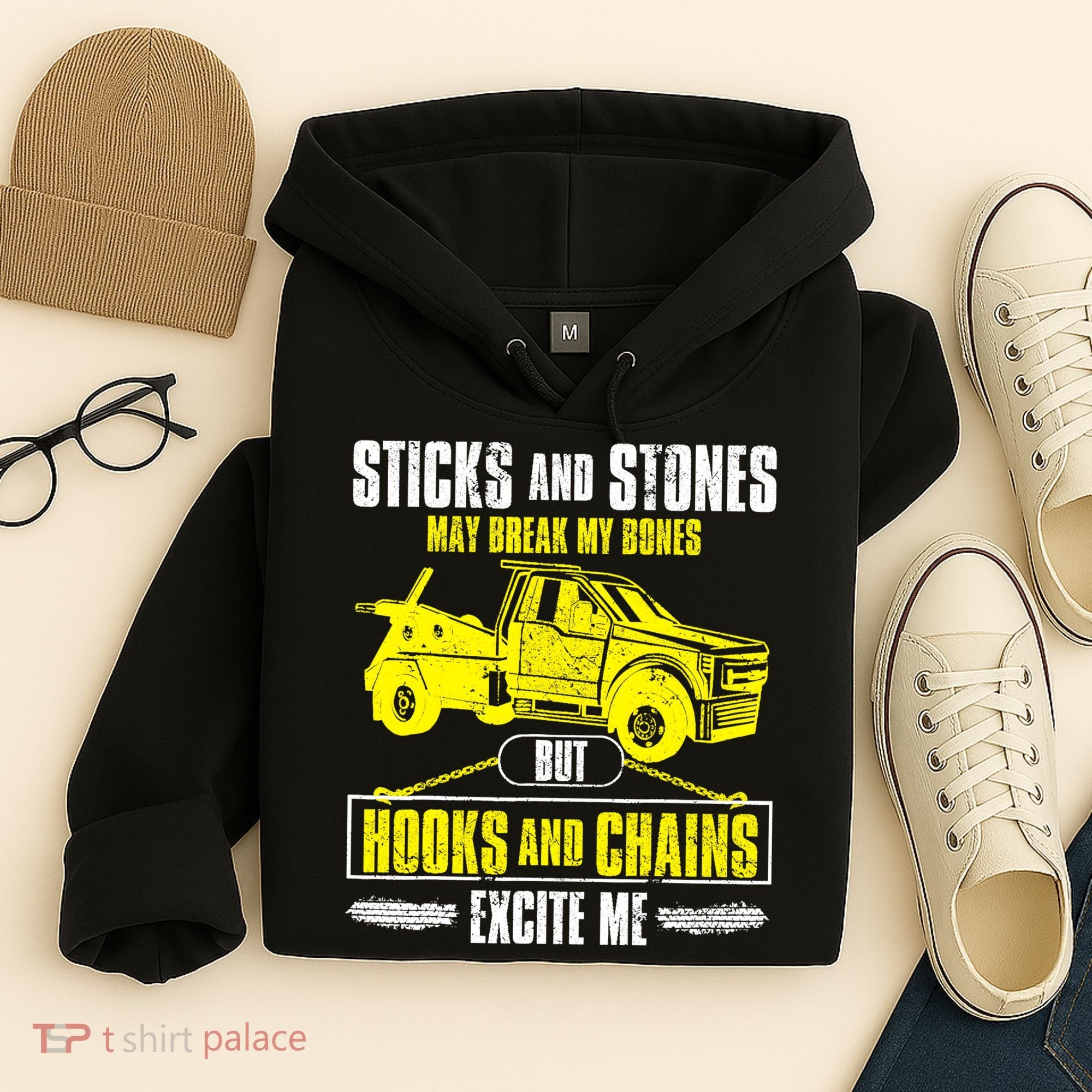 Tow Truck Driver Breakdown Lorry Thin Yellow Line Trucker Hoodie