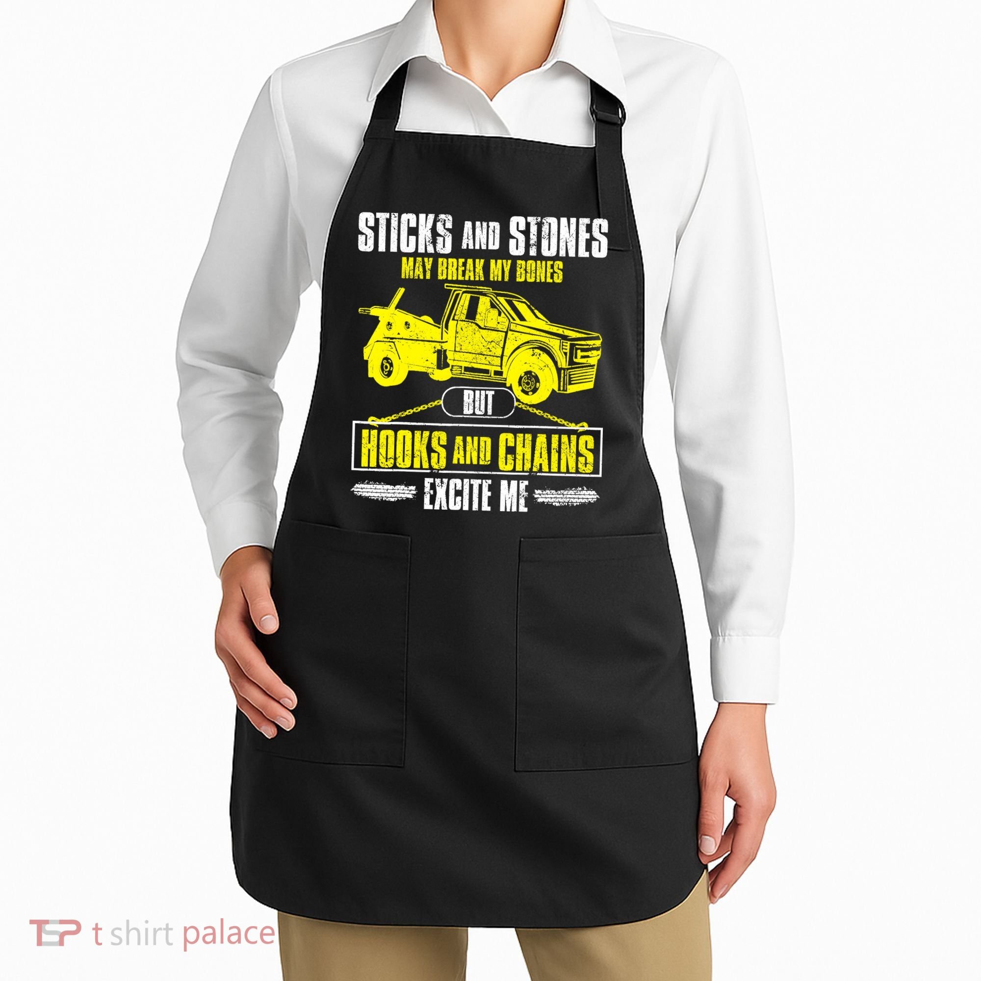 Tow Truck Driver Breakdown Lorry Thin Yellow Line Trucker Apron