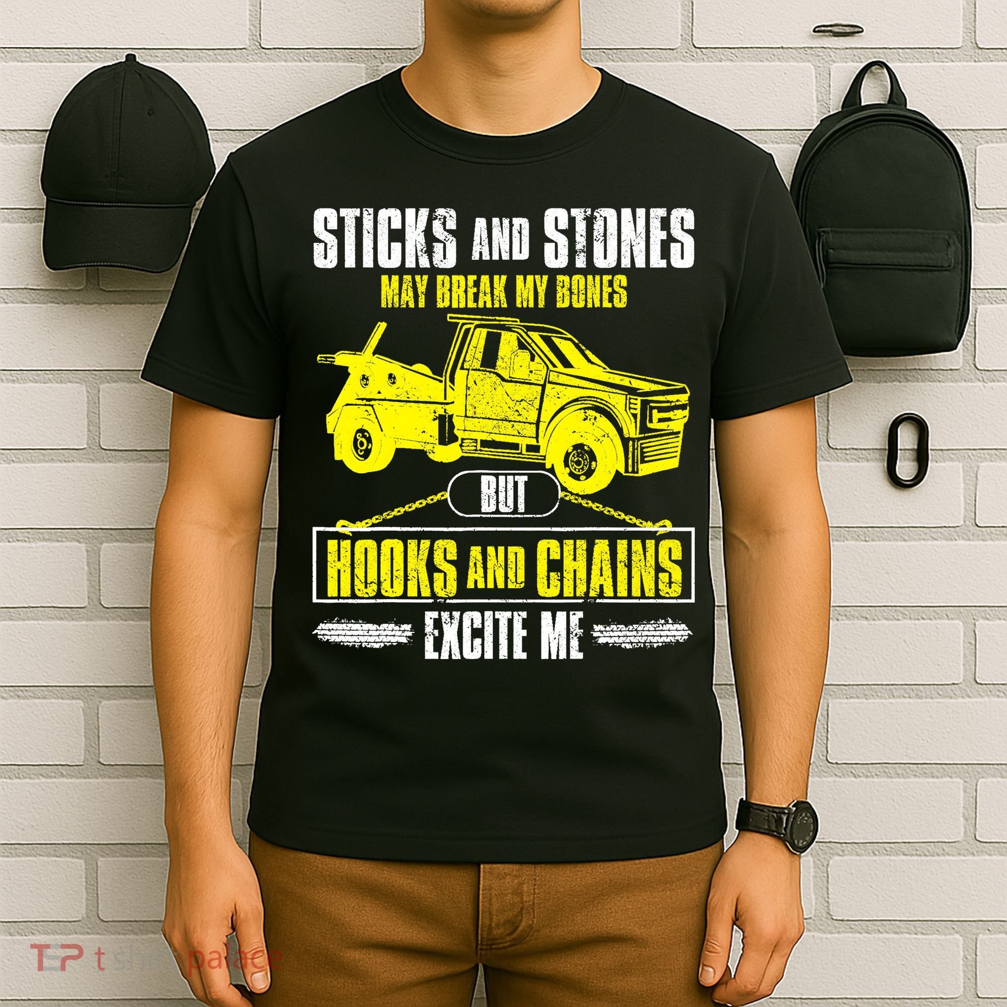 Tow Truck Driver Breakdown Lorry Thin Yellow Line Trucker T-Shirt