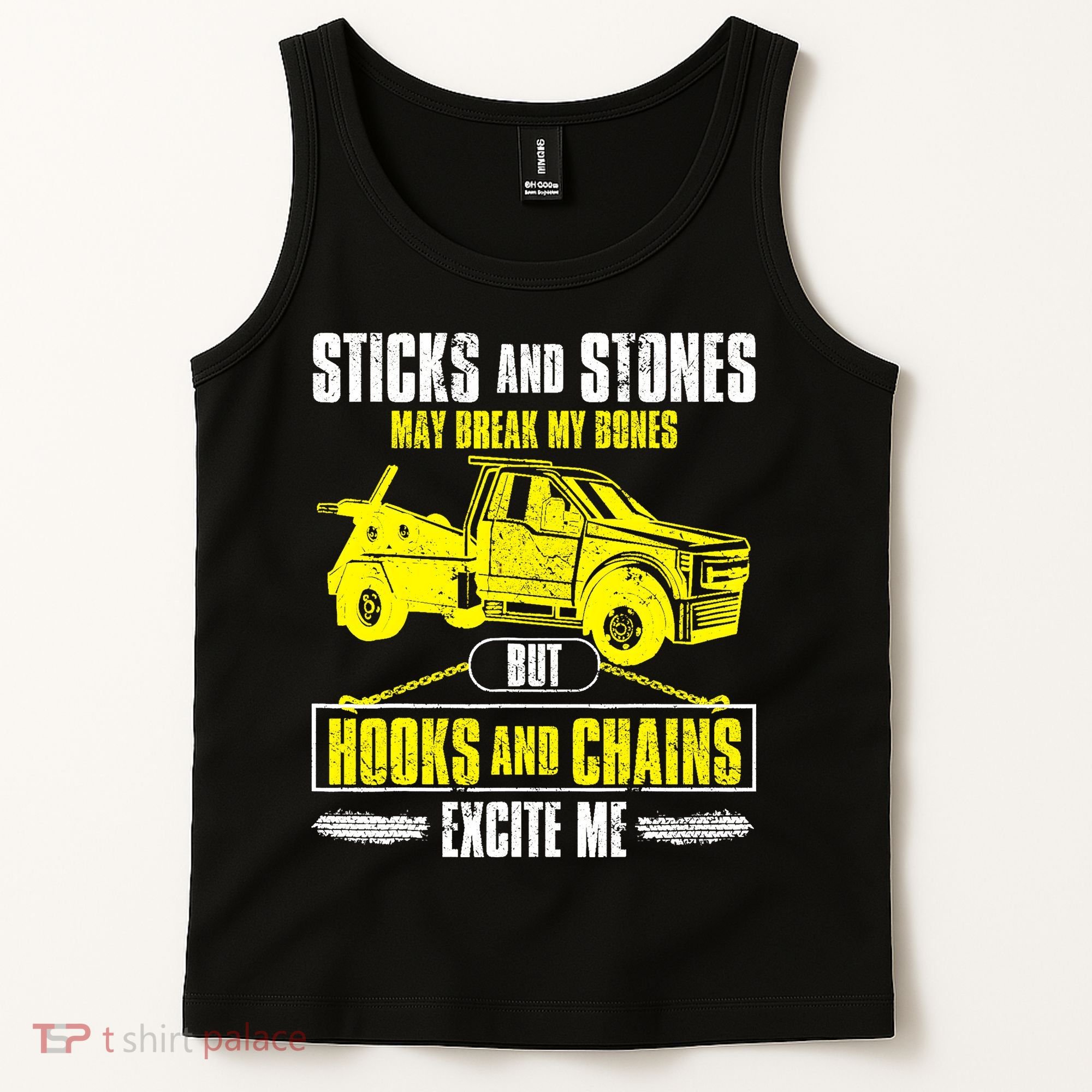 Tow Truck Driver Breakdown Lorry Thin Yellow Line Trucker Tank Top