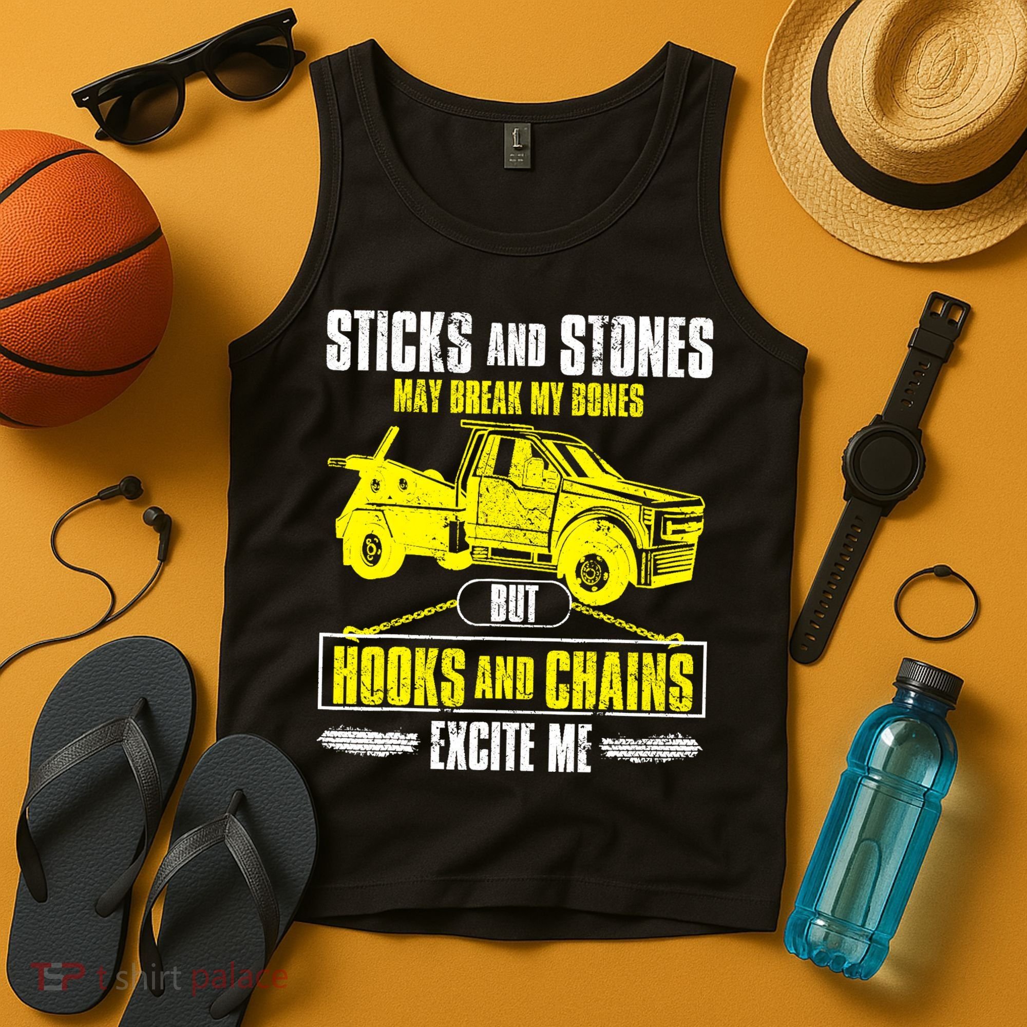 Tow Truck Driver Breakdown Lorry Thin Yellow Line Trucker Tank Top