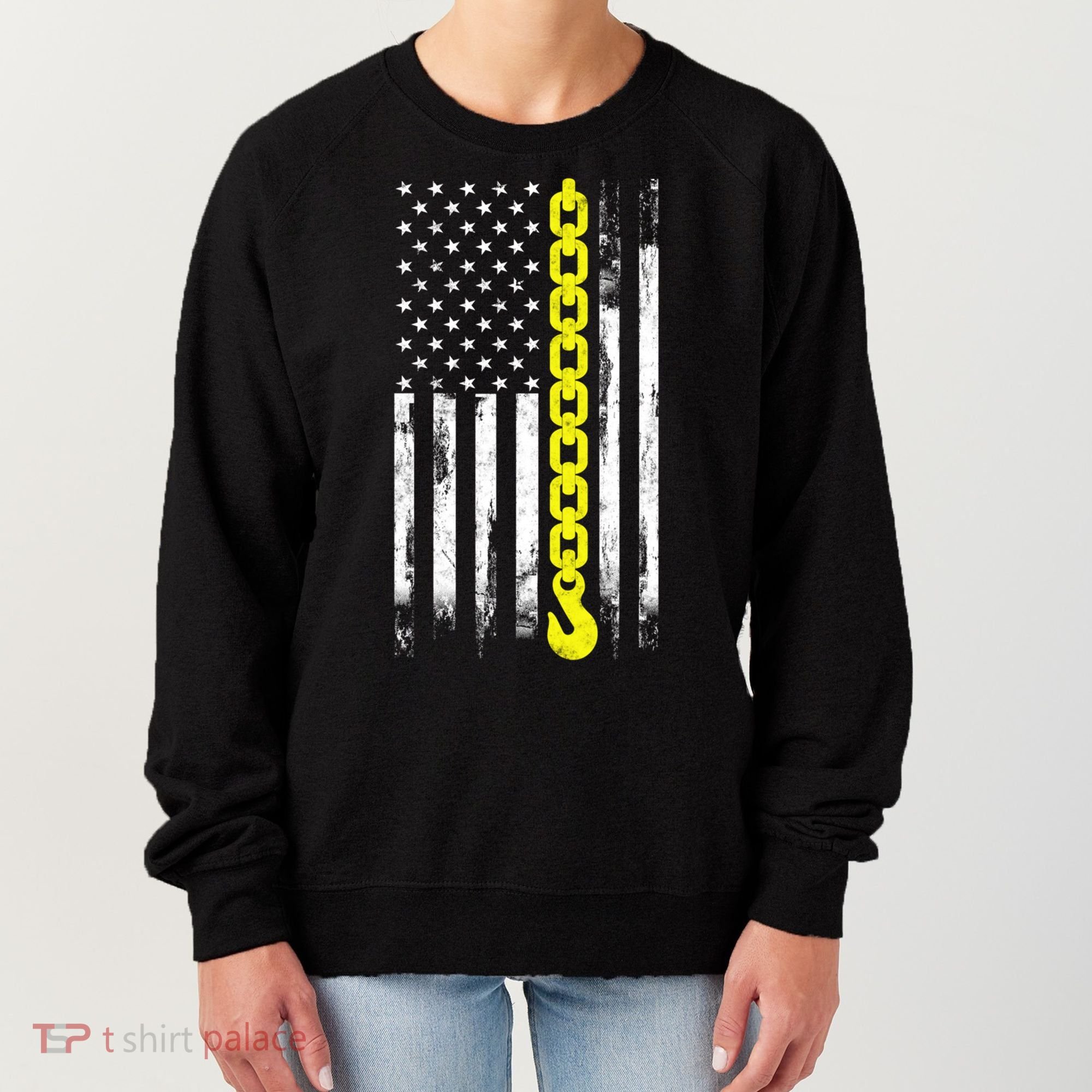 Tow Truck Driver Thin Yellow Line Usa Flag Gift Towing Dad Gift Women's Sweatshirt