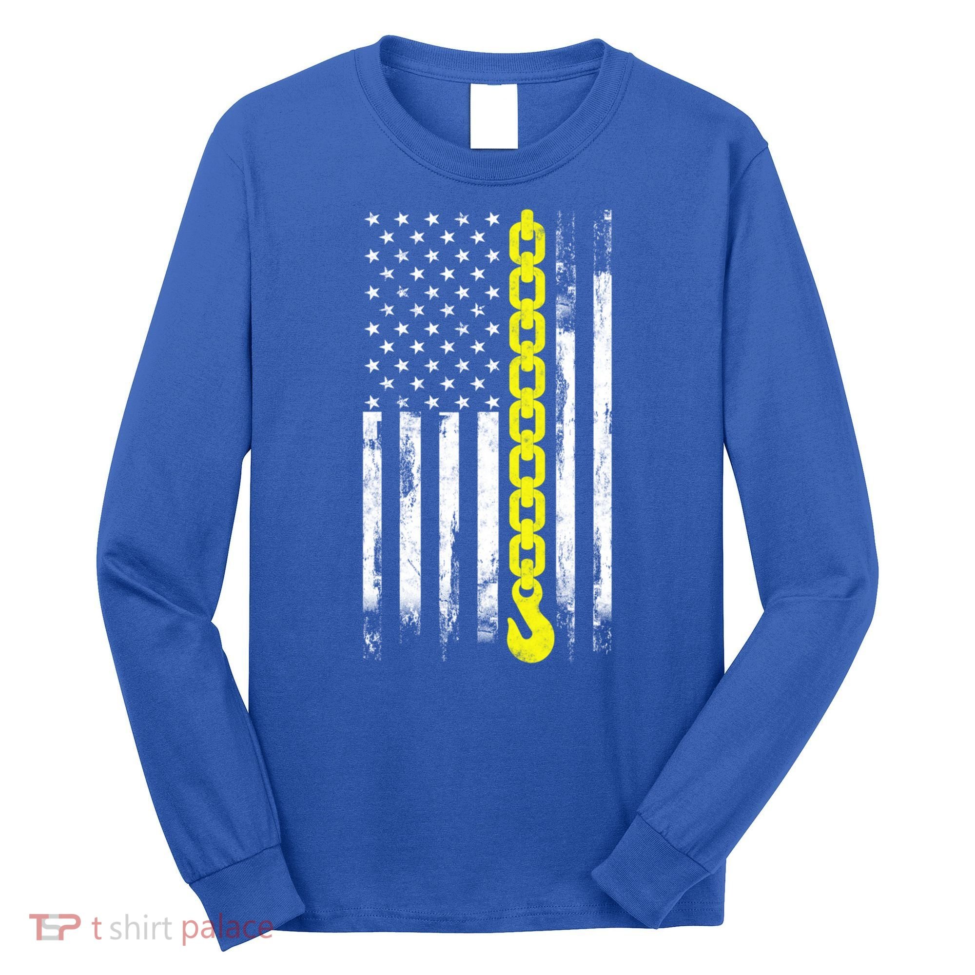 Tow Truck Driver Thin Yellow Line Usa Flag Gift Towing Dad Gift Long Sleeve Shirt