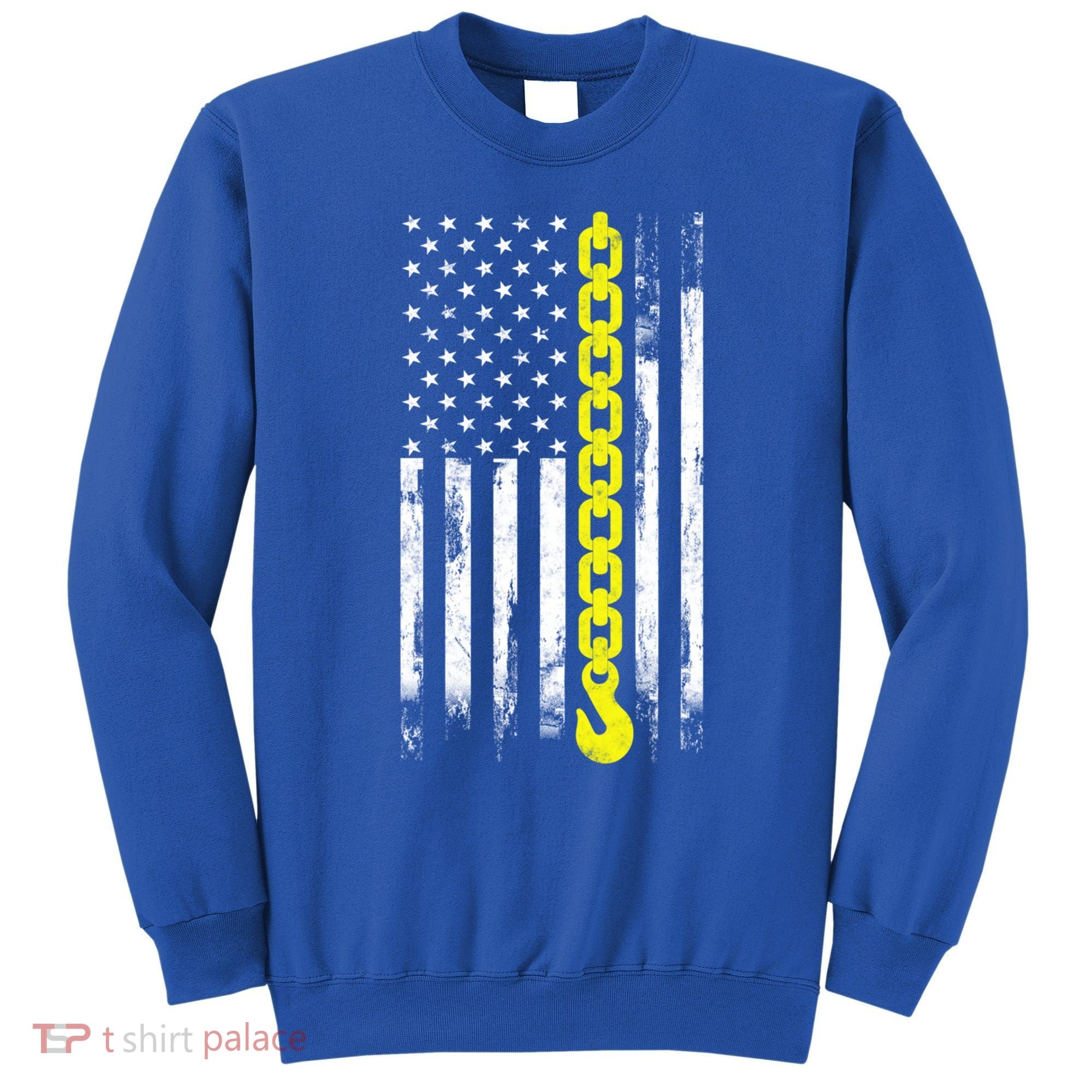 Tow Truck Driver Thin Yellow Line Usa Flag Gift Towing Dad Gift Sweatshirt