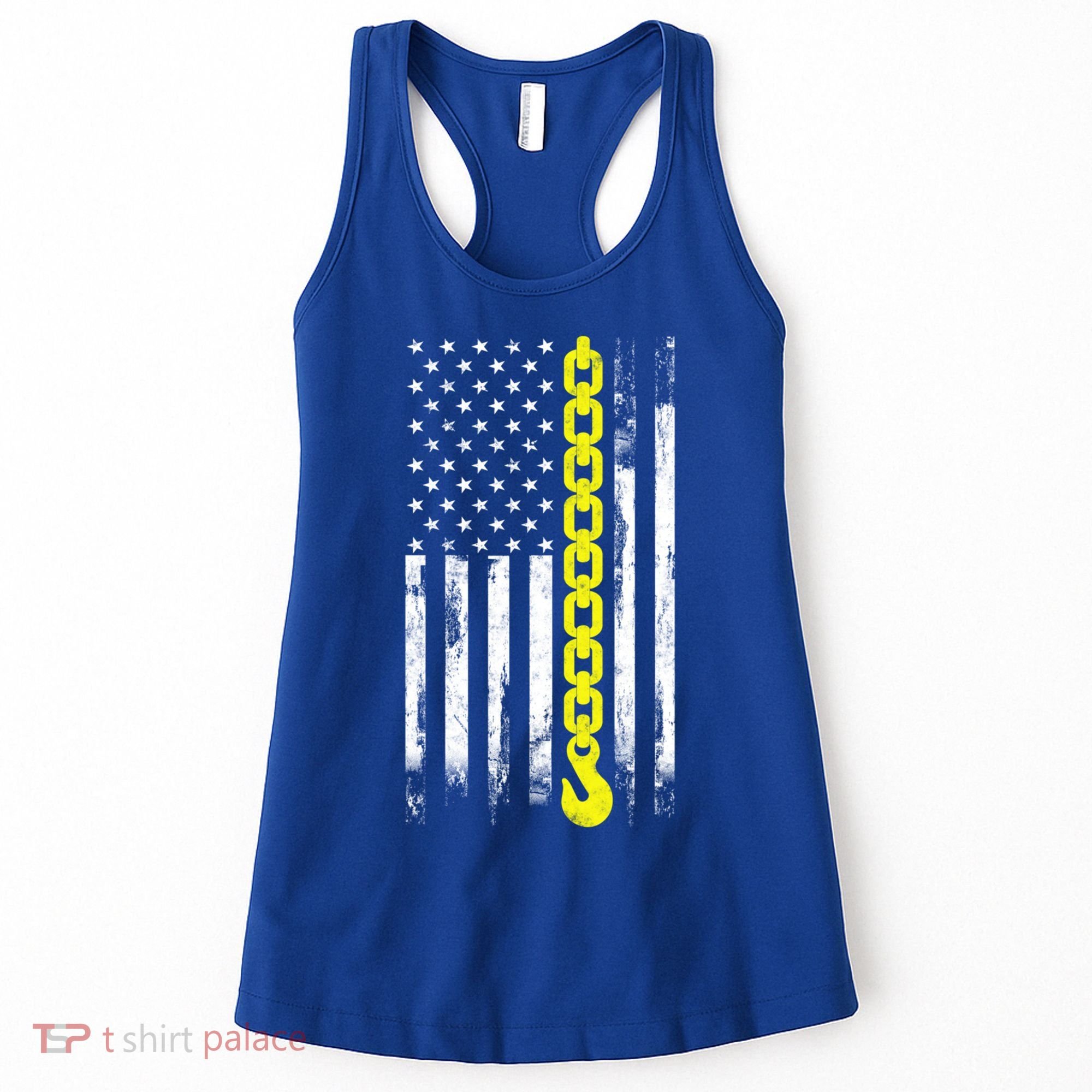 Tow Truck Driver Thin Yellow Line Usa Flag Gift Towing Dad Gift Women's Tank Top
