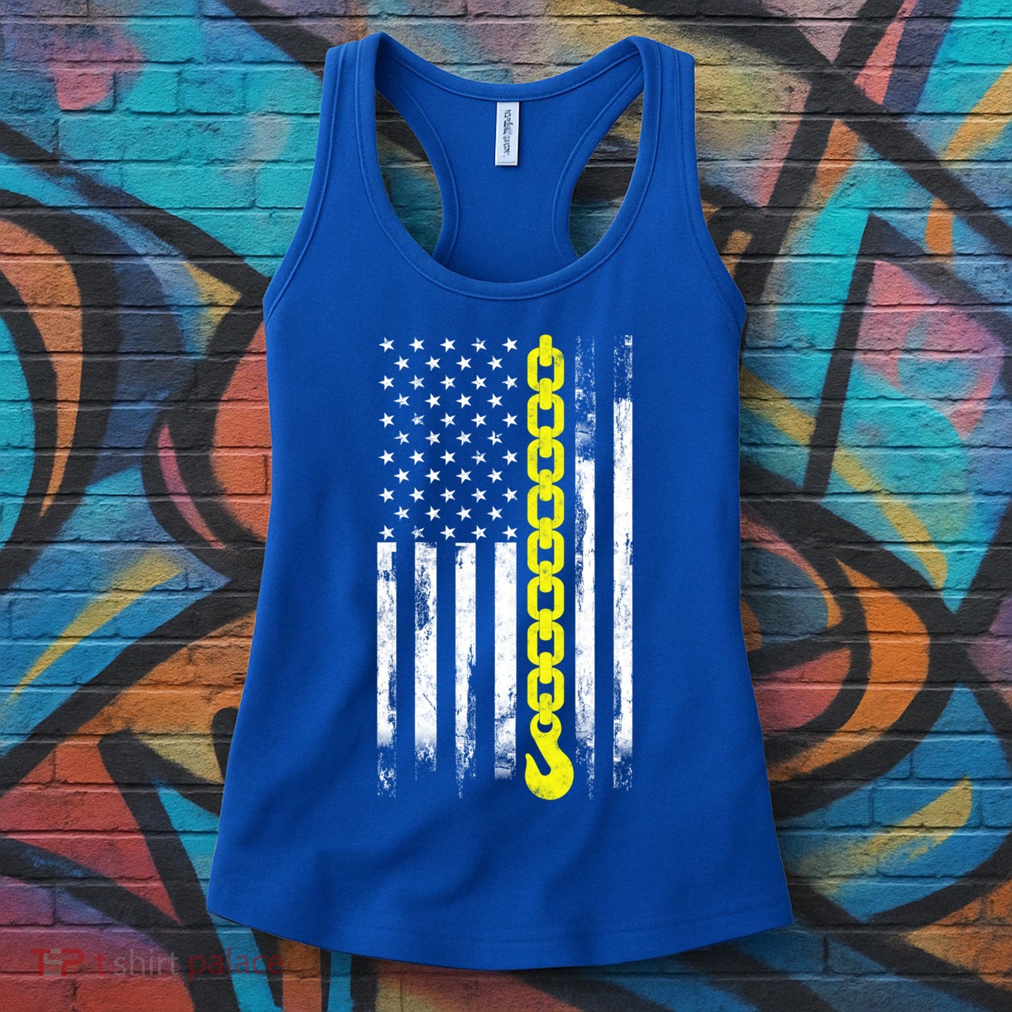 Tow Truck Driver Thin Yellow Line Usa Flag Gift Towing Dad Gift Women's Tank Top