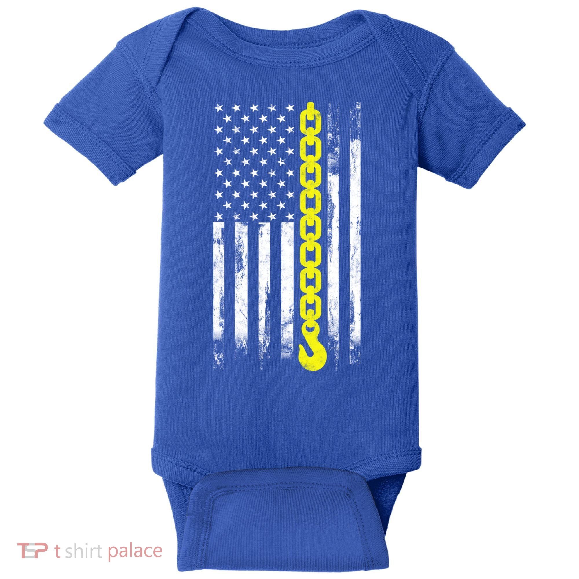 Tow Truck Driver Thin Yellow Line Usa Flag Gift Towing Dad Gift Baby Bodysuit