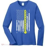 Tow Truck Driver Thin Yellow Line Usa Flag Gift Towing Dad Gift Women's Long Sleeve Shirt thumb 0