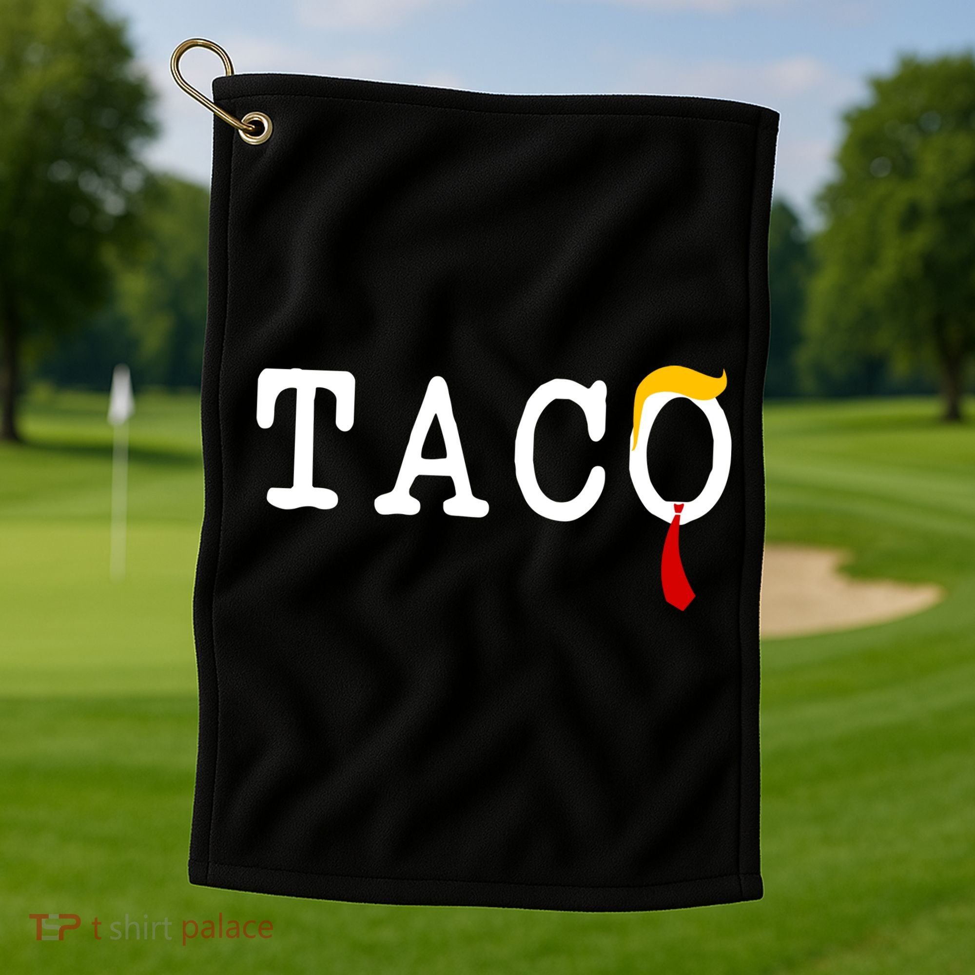 Taco Trump Donald Hair Tie Logo Funny Trending Golf Towel
