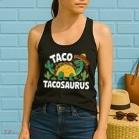 Tacosaurus Taco Dinosaur Funny Dino Cinco De Mayo Mexican Women's Tank Top thumb 2