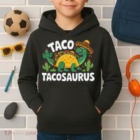 Tacosaurus Taco Dinosaur Funny Dino Cinco De Mayo Mexican Kids Hoodie thumb 2